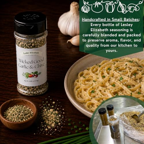 Image of Lesley Elizabeth Wicked Good Garlic & Chive Seasoning Blend - Bold Garlic, Onion & Chives with Chili & Curry All-Purpose Spice