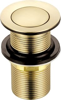 Xcel Home Brushed Gold Unslotted Replacement Click Clack Basin Waste | Brass Round Pop Up Sink Basin Plug | Standard G 1 1/4" BSP Connection | 1 pc (Standard)