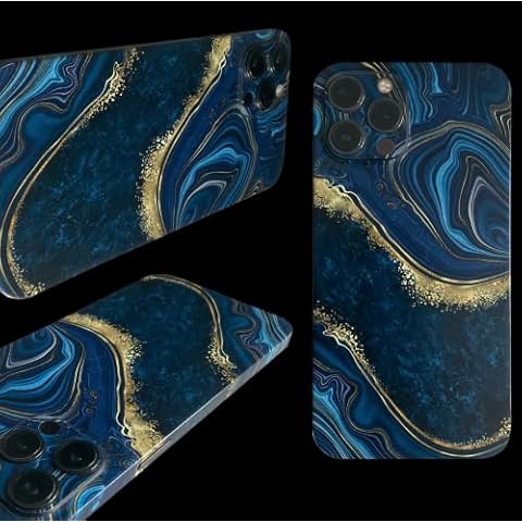 TF Skins {2X} Skin Suitable for iPhone 14 Skin / Protective Film for the Back and Sides in Elegant Look with Camera Protection from Scratches (Luxury Blue) Cover