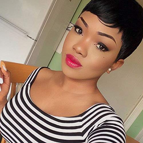 AISI HAIR Brazilian Short Wigs Human Hair Pixie Cut Wig Black 100% Virgin Human Hair Wigs For Women Short Wig Human Hair Glueless Full Wigs Natural Color