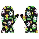 Fashion Football Neon Green Black cute toddler girl snow mittens waterproof toddler snow gloves waterproof guantes de frio para bebes S