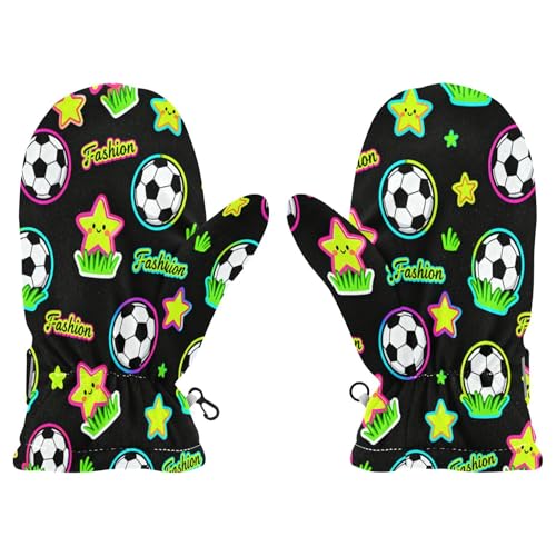 Fashion Football Neon Green Black cute toddler girl snow mittens waterproof toddler snow gloves waterproof guantes de frio para bebes S