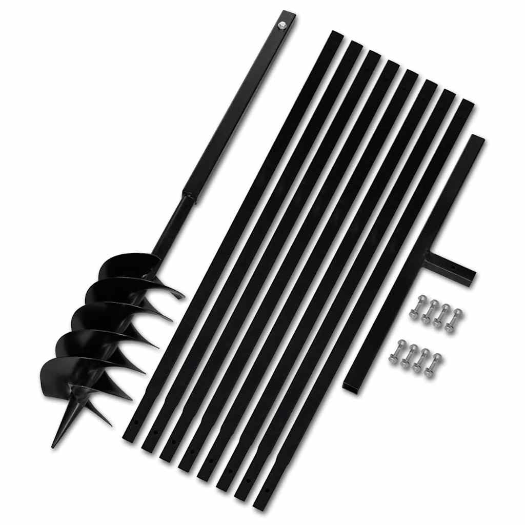vidaXL Bêche et Tarière Manuelle 150 mm avec Rallonge 9 m Acier Sol Jardin