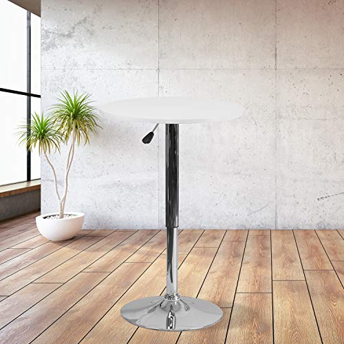 Flash Furniture 23.75'' Round Adjustable Height White Wood Table (Adjustable Range 26.25'' - 35.75'') #TOP1