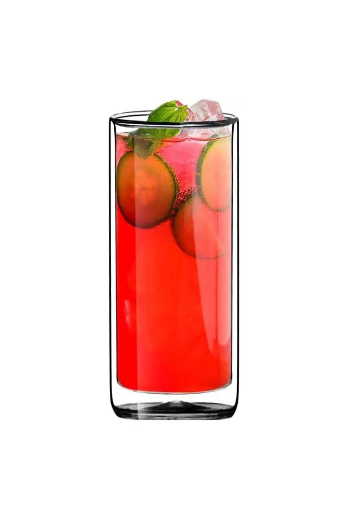 Yeni Tasarım, Çift Cidarlı Cam Su, Latte, Meşrubat, Smoothie Bardağı, 270 ML, 1 Adet - 12325