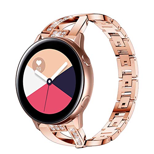 YOFUNTLE Compatible for Samsung Galaxy Watch Active(40mm) Band,Women 20mm Metal Jewelry Bracelet Strap Replacement Wristband for Samsung Galaxy Watch Active 2/Active/Galaxy Watch 42mm (Dark Rose Gold)
