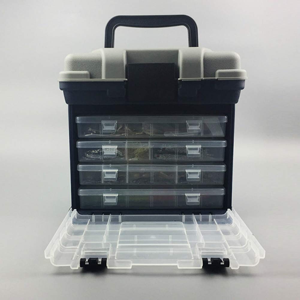 Boîte de rangement portable avec 4 compartiments réglables, idéale pour l'équipement de pêche et les accessoires