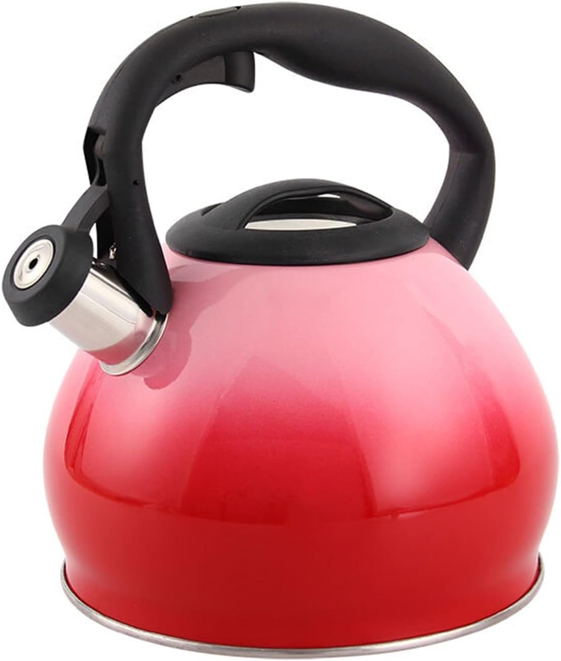 コーヒーメーカーグラデーションステンレススチールケトル、家庭用ホイッスルポット、コーヒーポット(カラー:ターコイズ)(レッド)