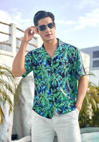 Mens Hawaiian Shirts Short Sleeve Tropical Aloha Hawaiian Shirts for Men Button Down Casual Summer Beach Shirt2