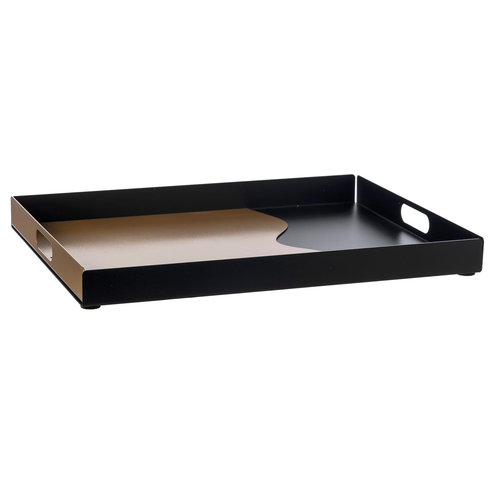 Plateau rectangulaire noir et or Arti & Mestieri, fer haut de gamme fabriqué en Italie