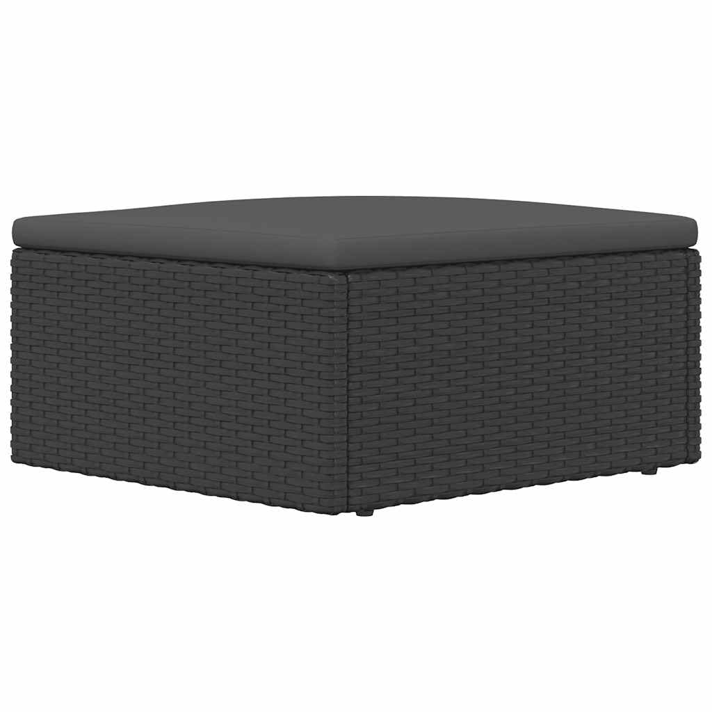 vidaXL Tabouret de Jardin avec Coussin, Repose-Pied de Terrasse, Pouf de Patio, Meuble d'Extérieur Arrière-Cour, Noir Résine Tressée