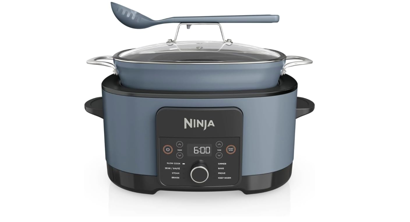 Ninja Foodi PossibleCooker 8L 8-in-1 Digital Slow Cooker and Multi-Cooker with Non-Stick Casserole Steam Rack Spoon and Glass