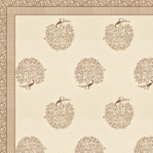 Image of Living Roots Ethnic Jaipur Block Print Double Cotton Bedsheet & 2 Pillow Covers, for Mattress Upto 6 inches Thick, No Colour Bleeding, Earth Brown Colour, King Size 90 * 108 inches, 120TC (605-B)