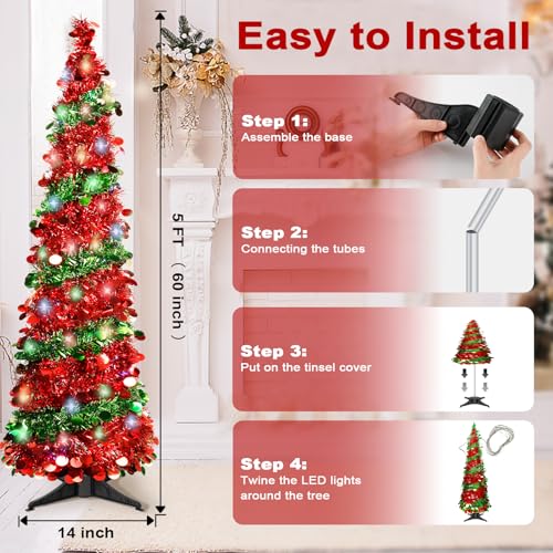 5FT-Christmas-Tree-with-90-LED-Lights-Collapsible-Sequin-Pop-Up-Xmas-Tree-with-Stand-for-Home-Great-Fall-Decoraitons-Red-Green 5FT Christmas Tree with 90 LED Lights Collapsible Sequin Pop Up Xmas Tree with Stand for Home Great Fall Decoraitons Red Green