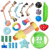 BYCRAY 23pcs Juguetes para Perro, Mordedera para Perro,5 Peluche con Ruido, Juguete Interactivo para Perros para Lanzar,...