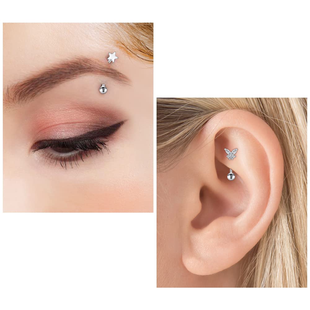 LAURITAMI 1,2 mm Rook Piercing zakrzywiony pręt 16 g stal nierdzewna 8 mm sztanga kolczyk brwi biżuteria banan kolczyk