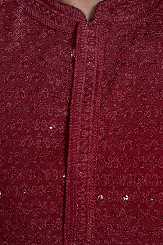 Image of DIVISIVE Men's Sequince Embroidered Cotton Blend Only Slim Fit Kurta