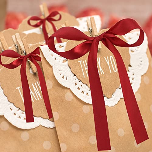 TONIFUL 4cm X 22M Wide Dark Red Satin Ribbon Solid Fabric Ribbons for Valentine's Day Wedding Car Decoration Chair Sash Crafts Gift Wrapping Cutting Ceremony Table Bows Floral Sewing Party Decoration - Image 4