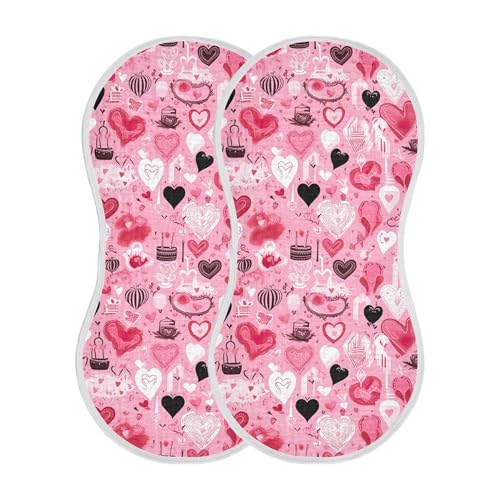 xigua Valentine's Day Heart Baby Burp Cloths for Newborn Boys and Girls 4 Pack, Soft & Absorbent Cotton Baby Burp Cloth, Baby Washcloths, Newborn Towel, Burp Rags2