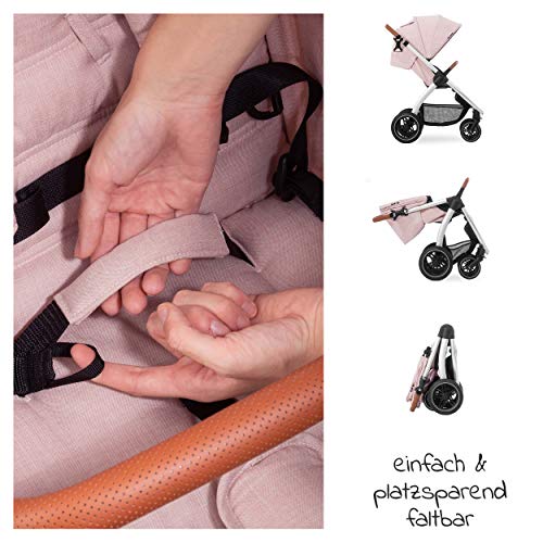 Hauck Buggy UpTown mit Liegefunktion, klein zusammenklappbar, bis 25 kg, Schieber höhenverstellbar - Kinderwagen Sportwagen mit Einhand Faltmechanismus und Getränkehalter - Melange Rosa