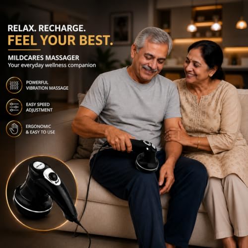 Image of MildCares RX Pro Massage Machine Full Body | Electric Body Massager for Pain Relief | Deep Tissue Physiotherapy Handheld Massager for Back, Neck, Shoulder & Legs | Powerful Motor, 3 Attachments, 1-Year Warranty
