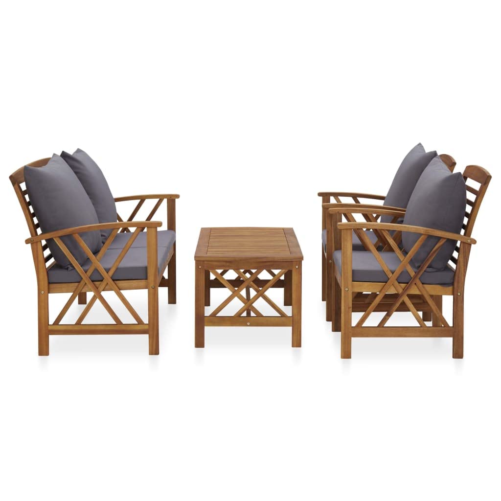 vidaXL Akazienholz Massiv Gartenmöbel 4-TLG. mit Auflagen Gartenstuhl Lounge Gartenset Sitzmöbel Sitzgruppe Gartengarnitur Stuhl Tisch Gartenbank Beistelltisch