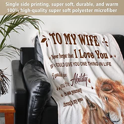 Valentines Gifts for Wife From Husband - To My Wife Blanket, Wedding Anniversaries Gifts for Wife, Romantic Bed Blanket Presents for Her Birthday, Anniversary, Valentine's, Mother's Day 157*132CM