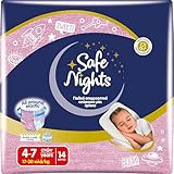 Babylino Safe Nights Girl, Braguita de noche absorbente para niñas de 4-7 años (17-30 kg), 14 unidades