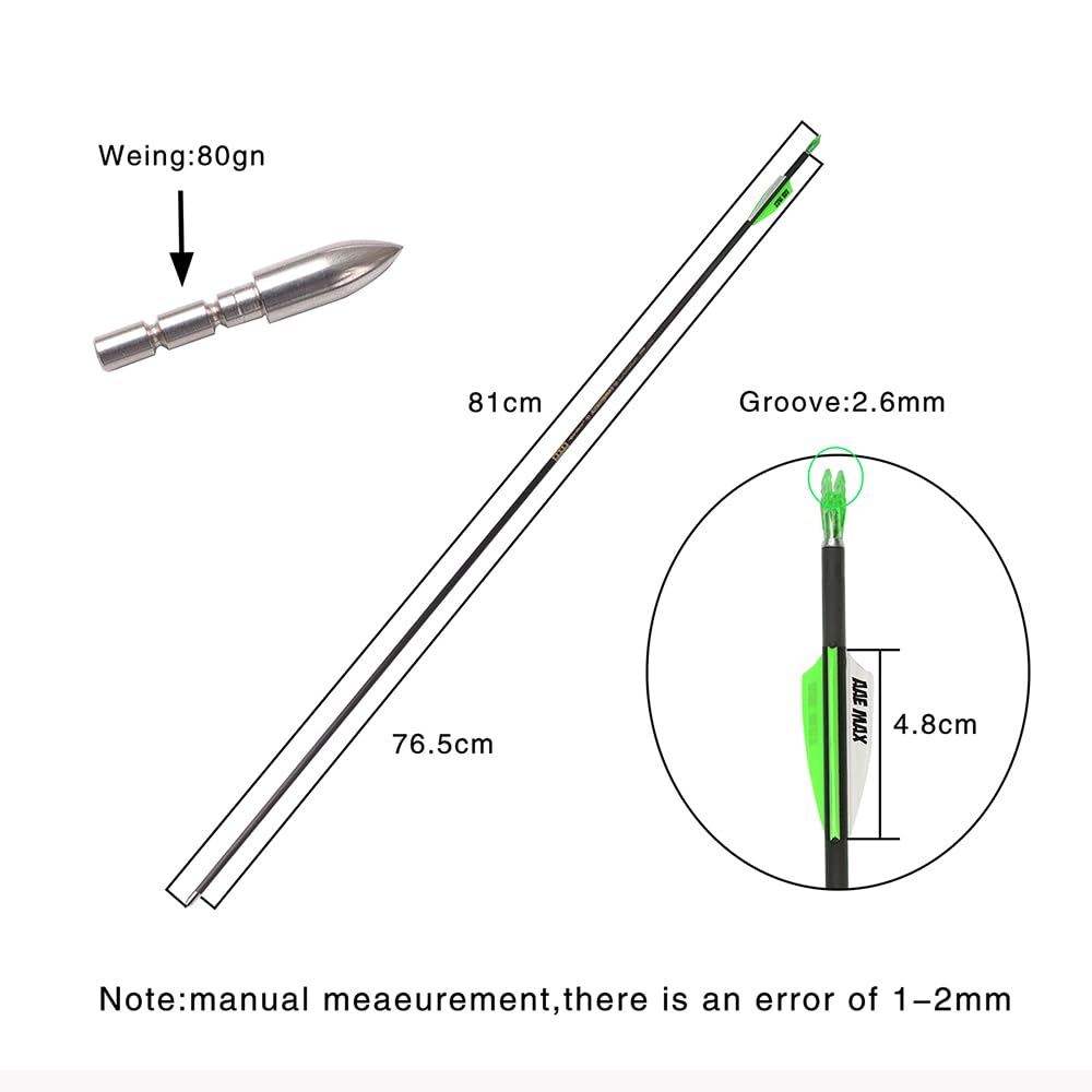 12 pz Tiro con Arco Flechas de Competición ID 4,2 mm Spine 300 400 500 600 700 800 900 1000 1100 1200 1300 1400 1500 Verde Blanco Ranuras de Aire Paleta Flecha de Carbono