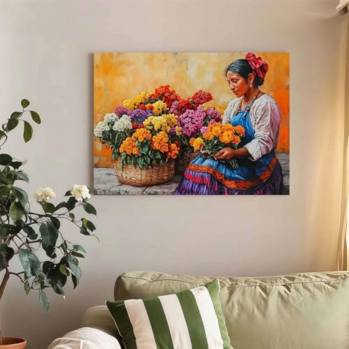 Affiche fleuriste du Guatemala 50x80cm toile salon de la marque TZKBDMA