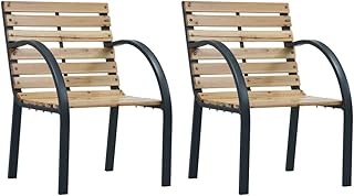 vidaXL 2X Sillas de Jardín Asientos de Exterior Patio Terraza Sillon de Porche Muebles Sentarse Afuera Aire Libre Madera