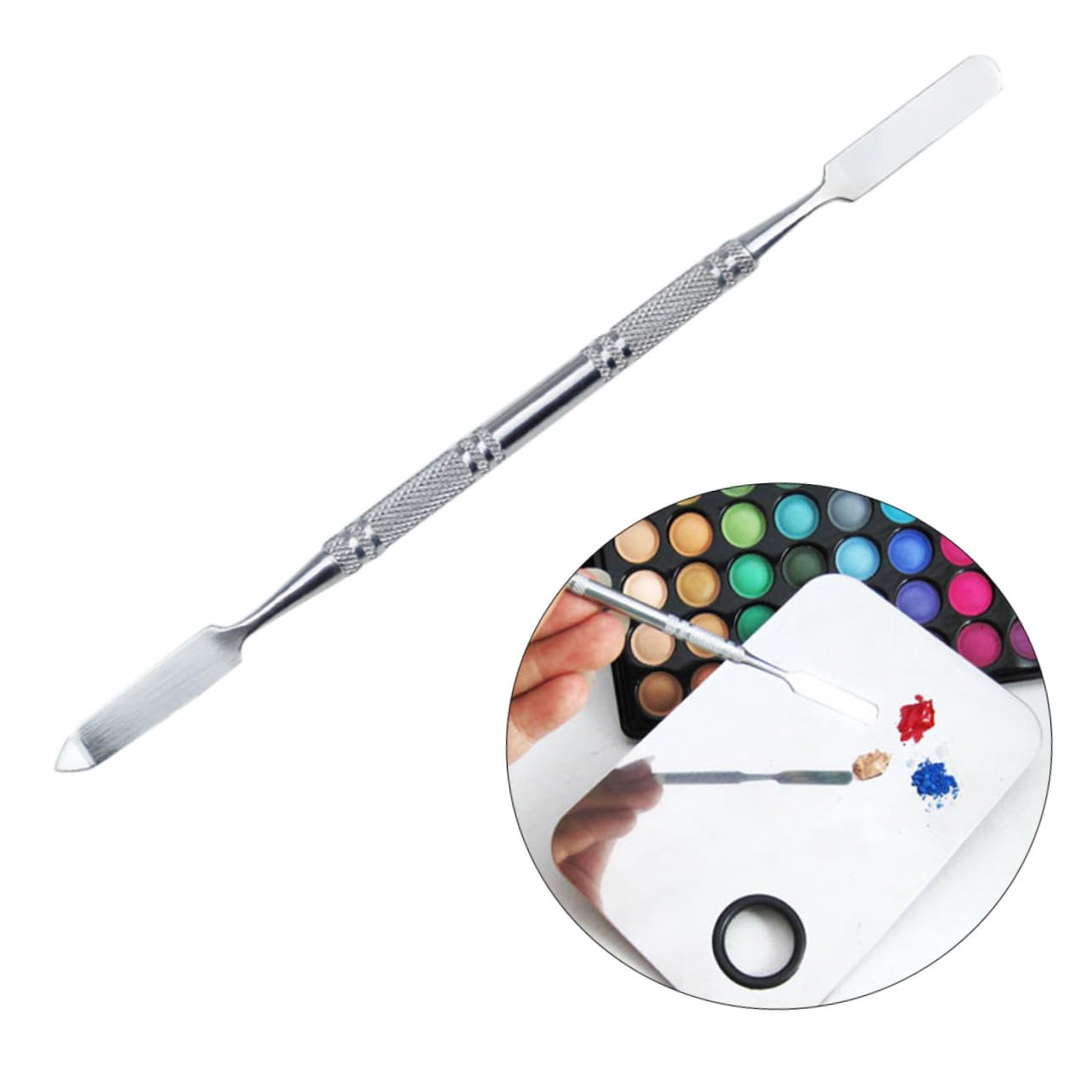 BELLIFFY 4pcs Makeup Mixing Tool Stainless Steel Mixing Bar Foundation Pallette Applicator Easy to Clean