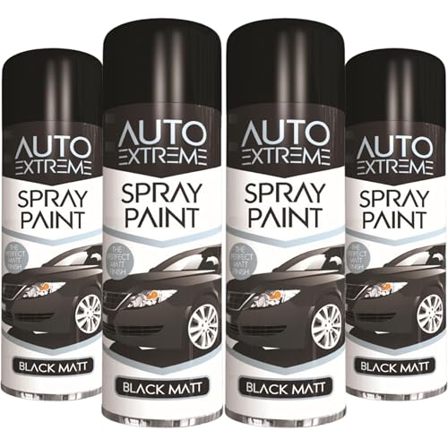 Balaju Height 4x BH Black Matt Spray Paint Quick Dry Petrol Resistant Hard Wearing Crack Resistant Interior & Exterior Car Metal Wood Plastic Surfaces 250ml each Pack of 4