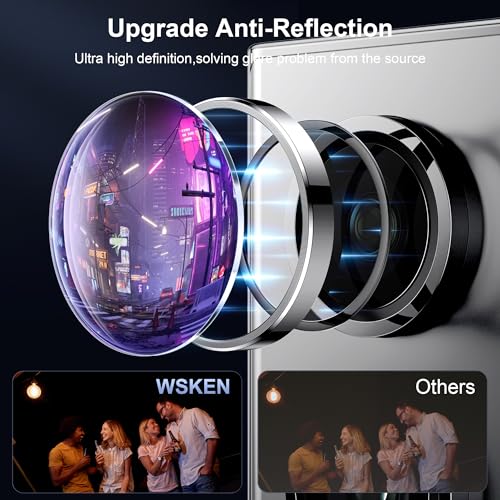 Image of WSKEN for Samsung Galaxy Ultra Camera Lens Protector, Ultra Thin Scratch Resistant 9H Tempered Glass with Aluminum Metal Circle Camera Screen Protector Cover Accessories
