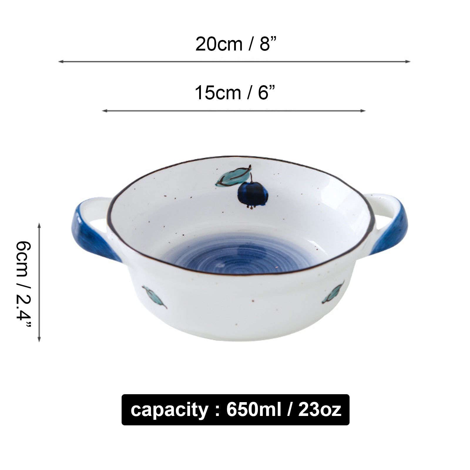Bol à Salade, Bols À Soupe, Bol En Céramique Avec Poignée, Bol À Ramen En Céramique, Grand Bol À Riz, Bol À Nouilles Udon, Bol À Soupe Passe Au Micro-Ondes-rose-20x15x6cm, 650ml ( Color : Blueberry ,