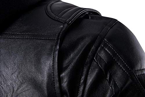 Veste imperméable en cuir moto pour homme avec capuche ajustable - 3