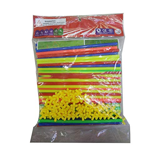 TrifyCore Juguetes de Construcción de Paja Desarrolla Habilidades Motrices-Bloques de Construcción Niños Colorido Enclavamiento de Juguetes Plásticos de Ingeniería (100 Paja + 100 Conectores)