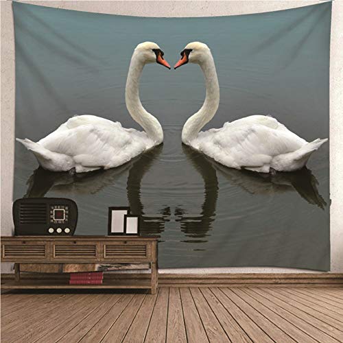 Tapiz de pared con cisnes 3D: mantel y sábana blanca para tu hogar