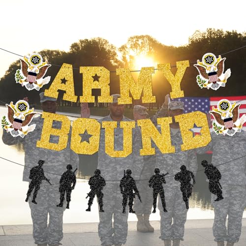 Image of Army Bound Banner, Army Party Decorations, Army Decorations for Party, Military Bound Banner