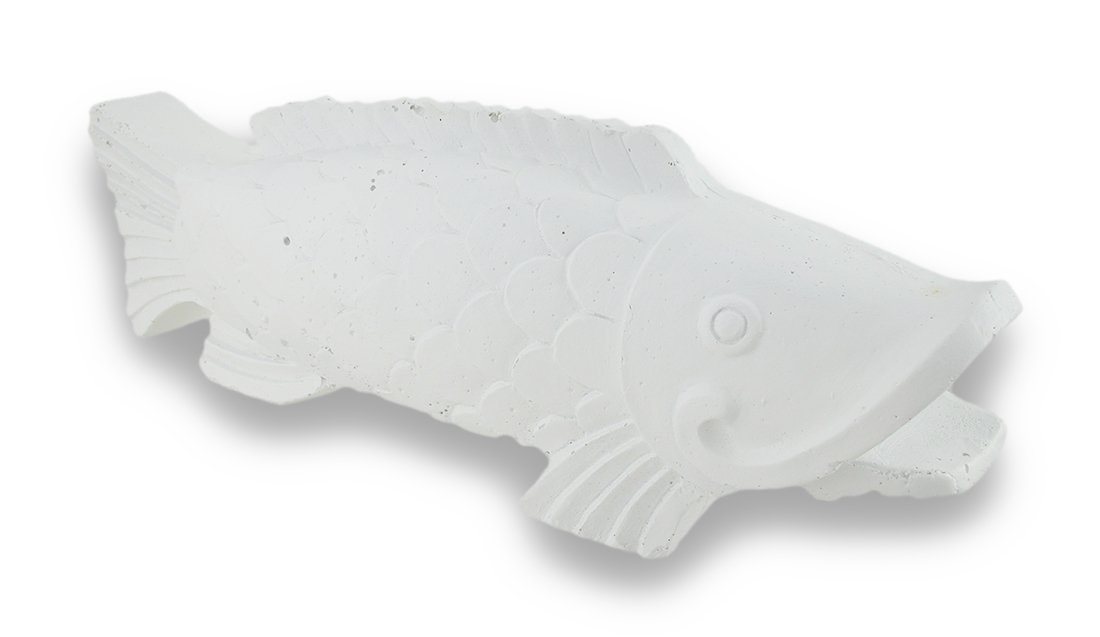 Things2Die4 White Stone Look Carp Fish Figurine Nautical Decoration 13.5 in.
