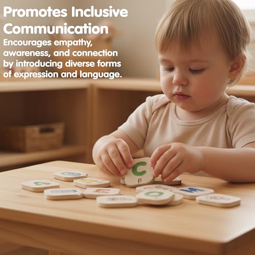 Image of PlanToys Wooden Hand Sign Alphabet Learning Set | Montessori Inspired ABC Toy for Letter Recognition, Sign Language & Sensory Play | Eco Friendly Educational Toy