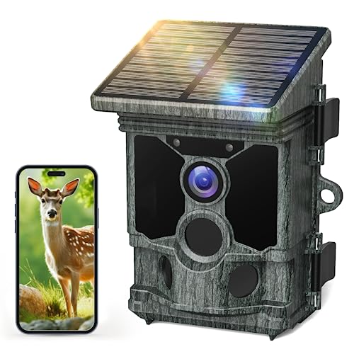 VOOPEAK Wildkamera Solar WLAN - 4K 30fps 46MP Wildkamera mit Handyübertragung App, Wildtierkamera...