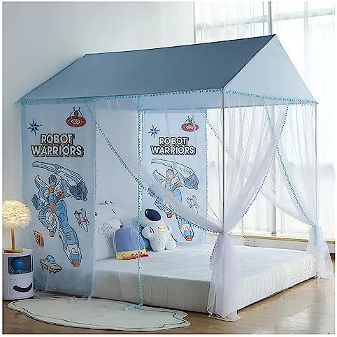 Princess Bed Netting Canopy Mosquito Net Bed Frame Curtain Canopy 4 Corners Post Canopy Bed Curtains for Boys & Girls Castle Style,Pony,Twin