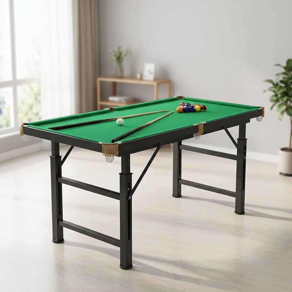 Qianly Mesa Billar Plegable, Billar para Niños y Adultos, Altura Ajustable 60-82cm, Juego Billar Compacto