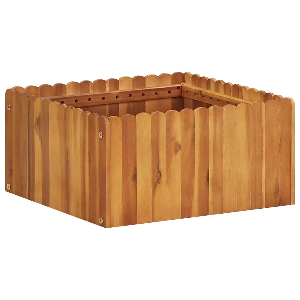 vidaXL Solid Acacia Wood Garden Raised Bed Square Featuring Slatted Design Lawn Backyard Outdoor Flower Display Box Herb Pot Container