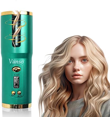 Cordless Automatic Curling Iron,Ceramic Auto Hair Curler with LCD Display 6 Temps & Timers,Portable USB Rechargeable Curling Iron Wand,Detangle & Scald-Free,Auto Shut Off,Fast Heating for Hair Styling