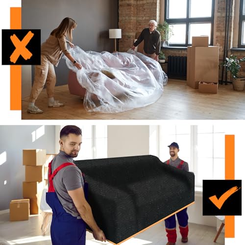 Aliceset 4 Pcs 80 x 144'' Extra Large Moving Blankets Heavy Duty Packing Blankets Quilted Shipping Furniture and Storage Pads Thick Furniture Pads for Wrapping Moving Protecting Supplies, Black by Aliceset - Image 5