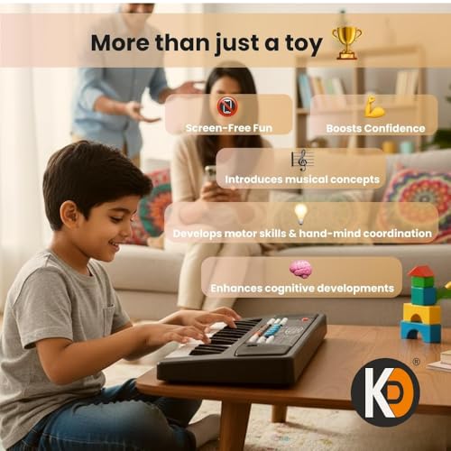 Image of K D Piano Keyboard for Kids with Mic | Music Keyboard Piano, 37 Keys, 8 Rhythms, 8 Tones, 6 Demos, Song Record & Play, Musical Toys, Birthday Gift for Kids - Boys & Girls