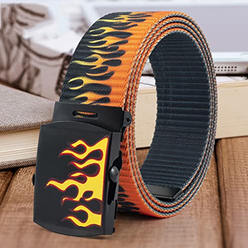 Mens Womens Casual 130cm Length Canvas Adjustable Waist Belt with Flame Buckle Clothing Accseeories2