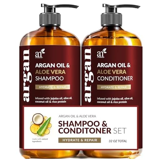 ArtNaturals Organic Moroccan Argan Oil Shampoo and Conditioner Set - (2 x 16 Fl Oz / 473ml) - Sulfate Free - Volumizing & Moisturizing - Gentle on Curly & Color Treated Hair - Infused with Keratin